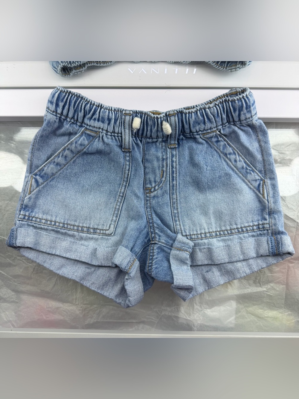 SO Light Blue Denim Shorts with Elastic Waist